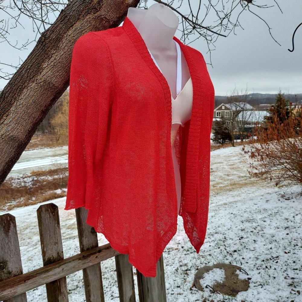 NWT EILEEN FISHER WOMAN 3X Melange Linen Grain Cascading Front Textured Cardigan - Picture 12 of 16